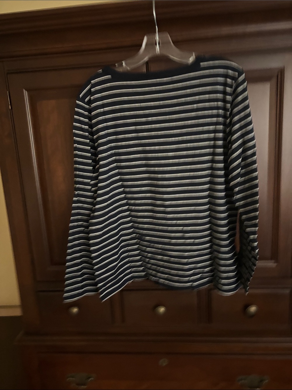 Talbots Navy and White Striped Long-Sleeve Top with Puppy Embroidery - Picture 7 of 7
